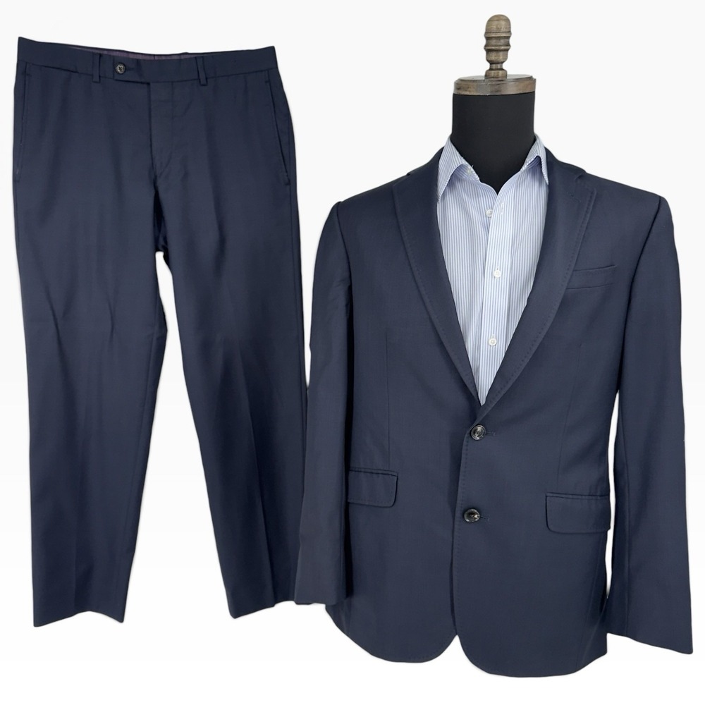 Ted Baker London Endurance Men's 2-Piece Suit 40R 33x30.5 Navy Blue 100% Wool